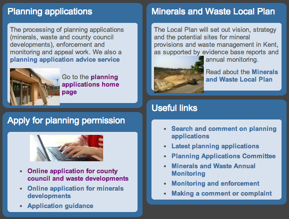 Screenshot of Kent planning applications site